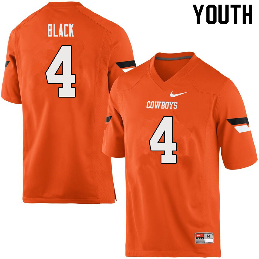 Youth #4 Korie Black Oklahoma State Cowboys College Football Jerseys Sale-Orange - Click Image to Close